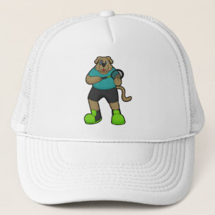 Casquette Chien comme joueur de tennis avec raquette de tenn