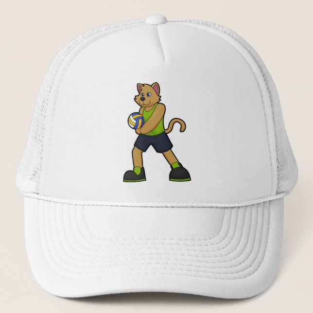 Casquette Chien comme joueur de volleyball avec volleyball (Devant)
