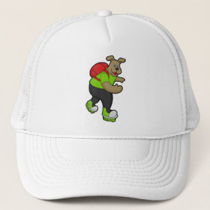 Casquette Chien comme patineur avec Patins en ligne et sac à