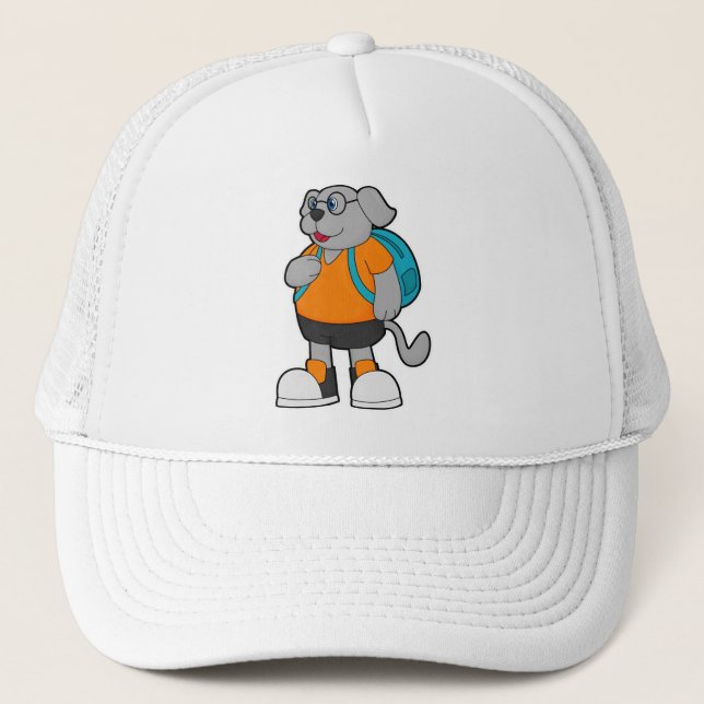 Casquette Chien comme randonneur avec sac à dos (Devant)