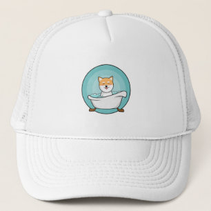 Casquette Chien dans la baignoire