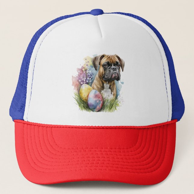 Casquette Chien de boxe joyeux Oeuf de Pâques, Bonne Boxe de (Devant)