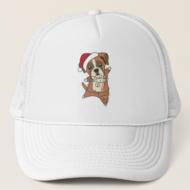 Casquette Chien de boxe Noël Neige hiver Animaux Chiens Chie (Devant)