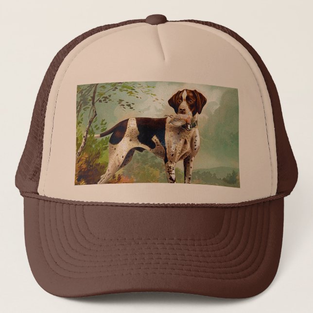 Casquette Chien de chasse avec oiseau dans la bouche (Devant)