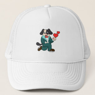 Casquette Chien en chambre avec costume et Cravate