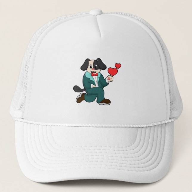 Casquette Chien en chambre avec costume et Cravate (Devant)