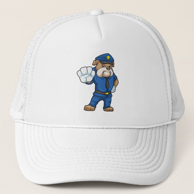 Casquette Chien en policier avec uniforme de police (Devant)