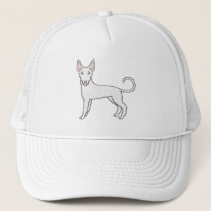 Casquette Chien ibizain à poil dur blanc, chien de dessin an