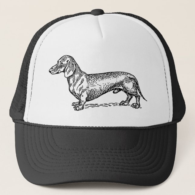 Casquette Chien noir et blanc de saucisse de teckel (Devant)