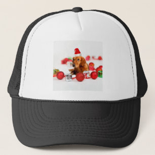 Casquette Chien Retriever Doré avec Chapeau de Père Noël Rou