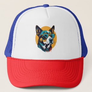 Casquette Chien rétro portant des lunettes de soleil