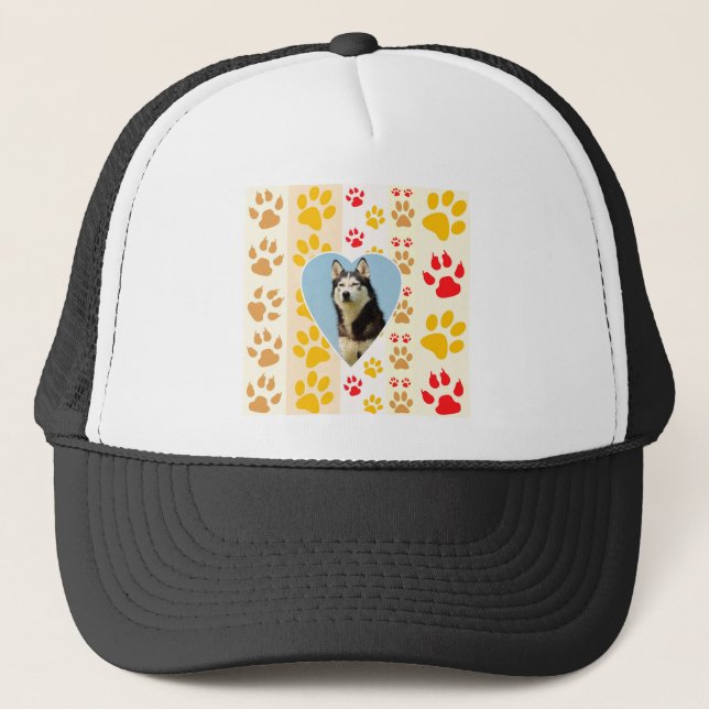 Casquette Chien sibérien - pattes cardiaques Imprimer (Devant)