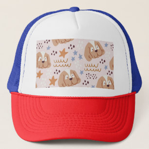 Casquette Chiens mignons, étoiles, lignes : vintage sans sou