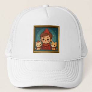 Casquette Child and Cats Portrait