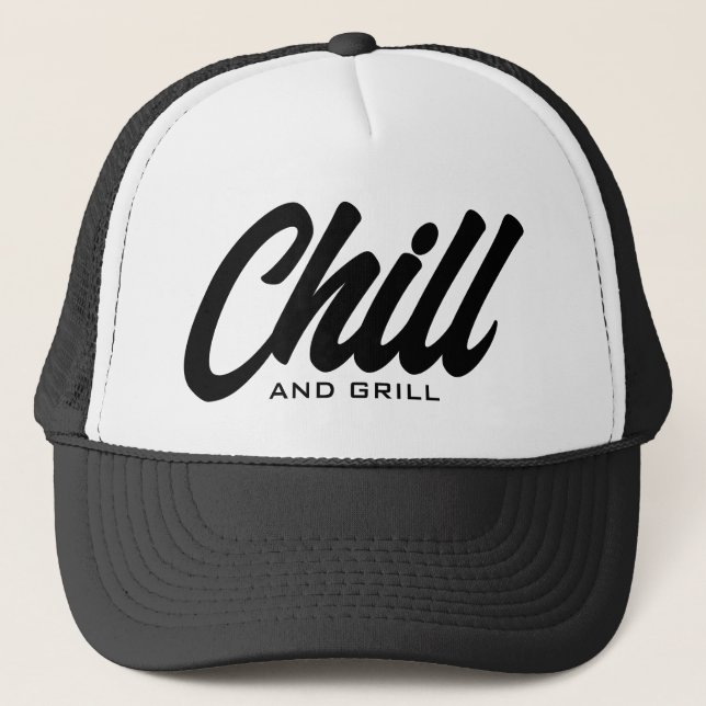 Casquette Chill et grill drôle BBQ partie camionneur chapeau (Devant)