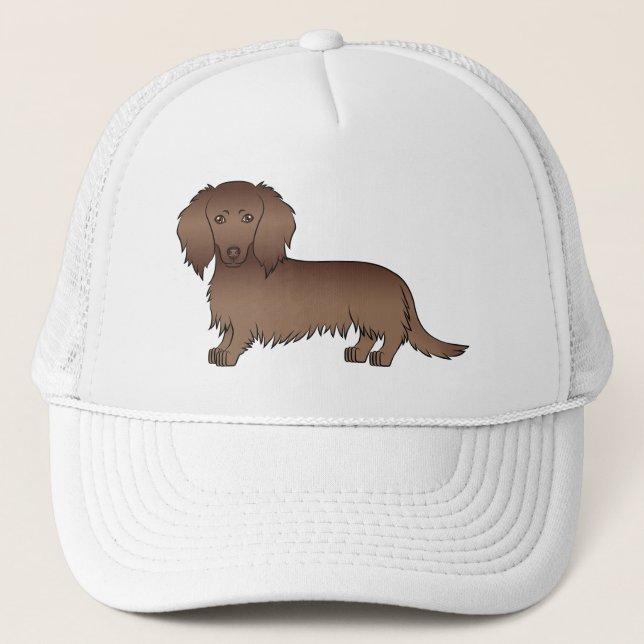 Casquette Chocolat cheveux longs Dachshund mignon chien de d (Devant)