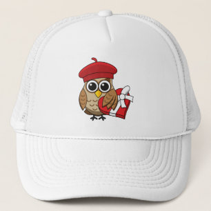 Casquette Chouette mignonne avec béret rouge et boîte cardia