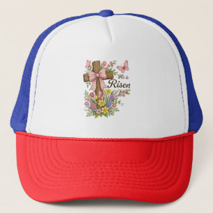 Casquette Chrétien- Il est Ressuscité Croix Florale Religieu