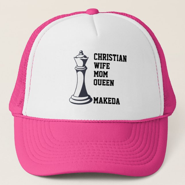 Casquette CHRÉTIENNE FEMME MÈRE Échecs Reine (Devant)