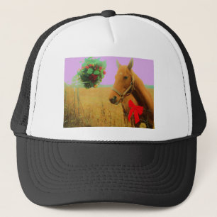 Casquette Ciel rose rétro Cheval de Noël