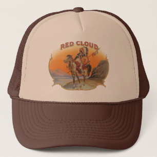 Casquette Cigar vintage Art Étiquette, Red Cloud Indian en c