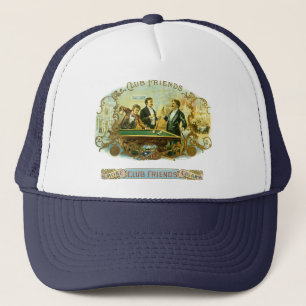 Casquette Cigar vintage Étiquette Art, Club Friends Billard