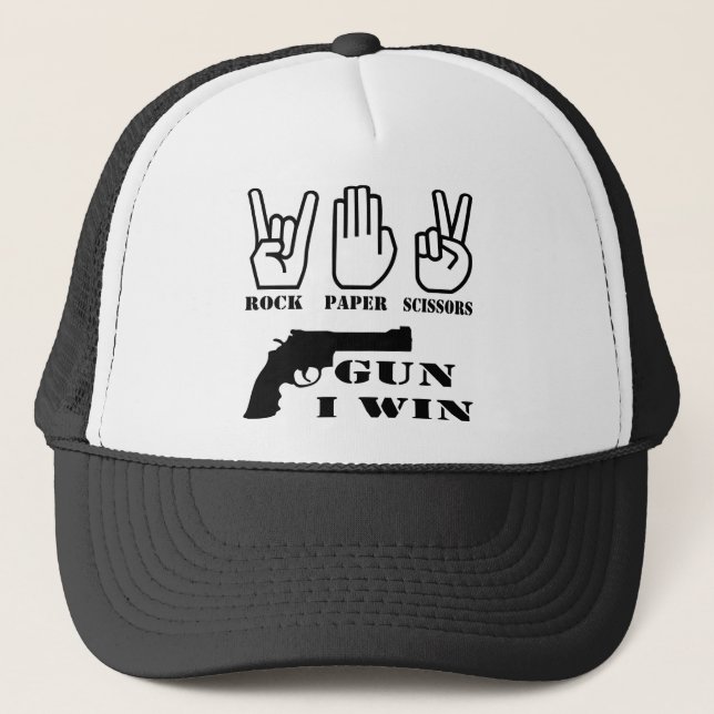 Casquette Ciseaux de papier rocheux pistolet Je gagne (Devant)