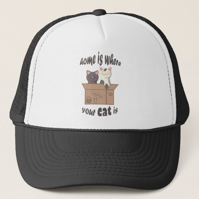 Casquette Citation drôle Accueil est où est votre chat (Devant)