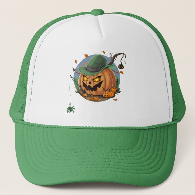 Casquette Citrouille attrape l'araignée pour Halloween (Devant)