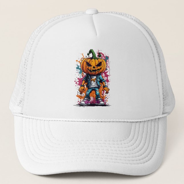 Casquette Citrouille de couleur de splash d'Halloween (Devant)