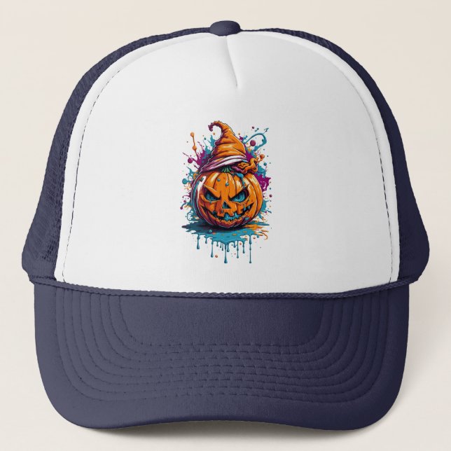 Casquette Citrouille de couleur de splash d'Halloween (Devant)