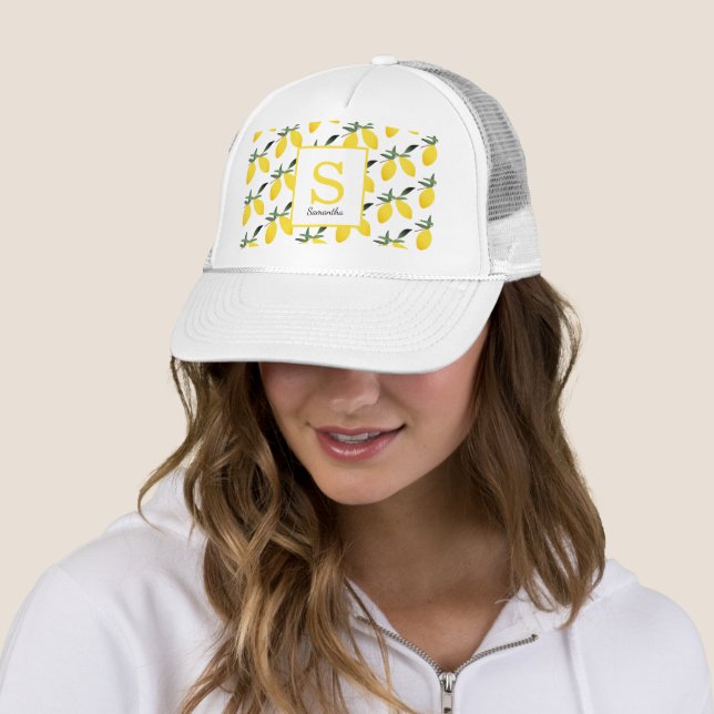 Casquette Citrus citron moderne Monogramme Nom Trucker Chape (En situation)