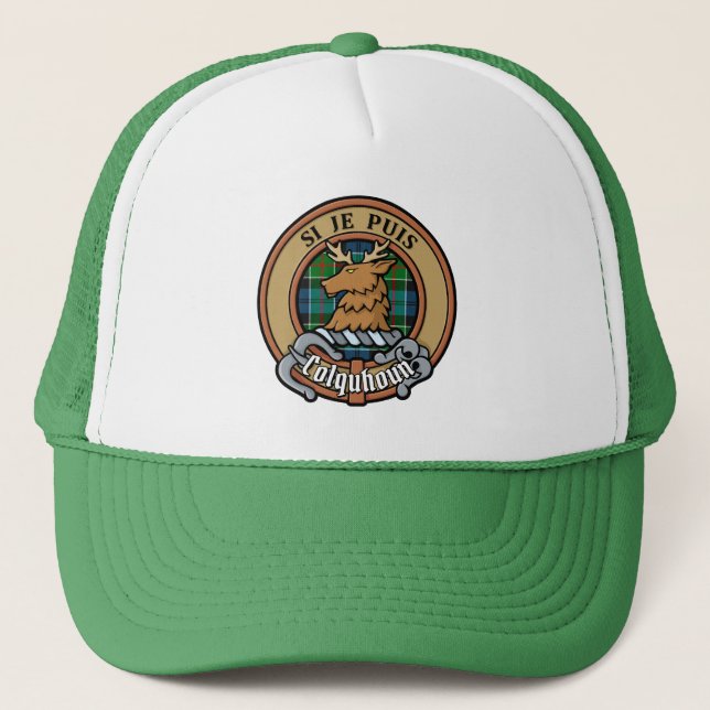 Casquette Clan Colquhoun Crest sur Tartan (Devant)