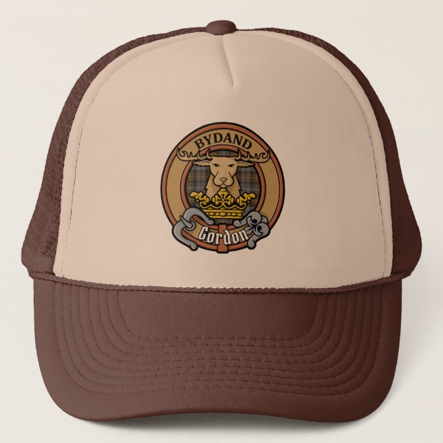 Casquette Clan Gordon Crest sur Tartan Patiné (Devant)
