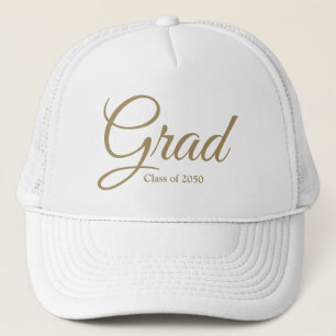 Casquette Classe Grad de 2024 or blanc script personnalisé t