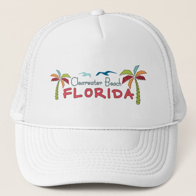 Casquette Clearwater Beach Floride artsy palms (Devant)