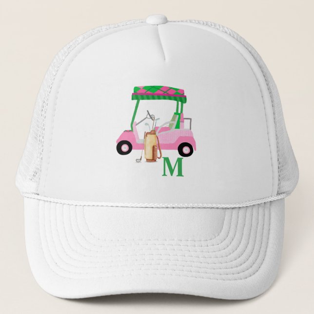 Casquette Club de golf rose de charme unique Monogramme (Devant)