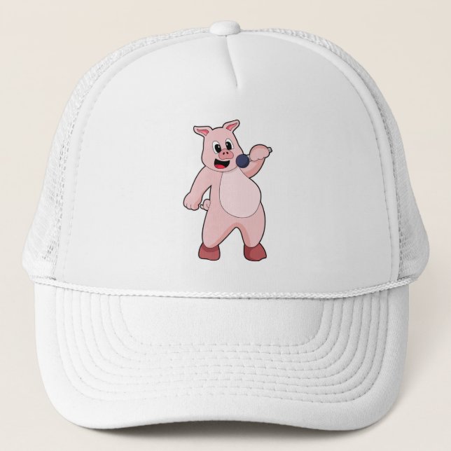 Casquette Cochon à chanter avec microphone (Devant)