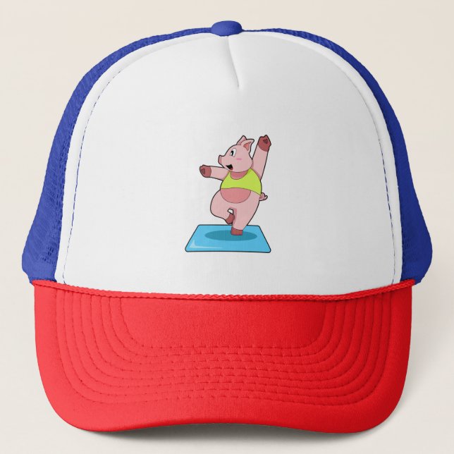 Casquette Cochon au yoga Fitness (Devant)