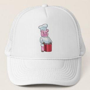 Casquette Cochon comme cuire avec pot de Cuisine