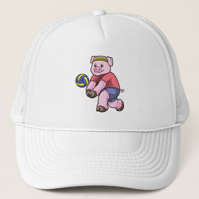 Casquette Cochon de sport avec volleyball (Devant)