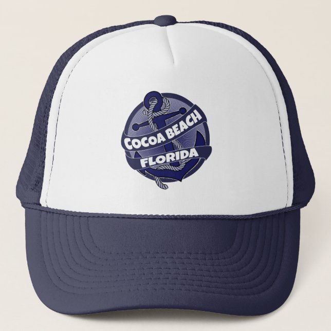 Casquette Cocoa Beach Floride ancre tourbillon casque (Devant)