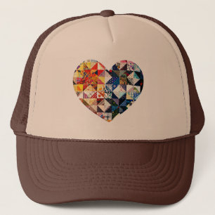 Casquette Coeur coloré d'édredon de patchwork