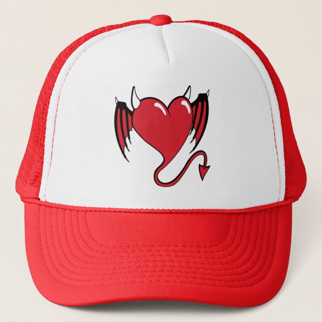 Casquette coeur de diable rouge (Devant)