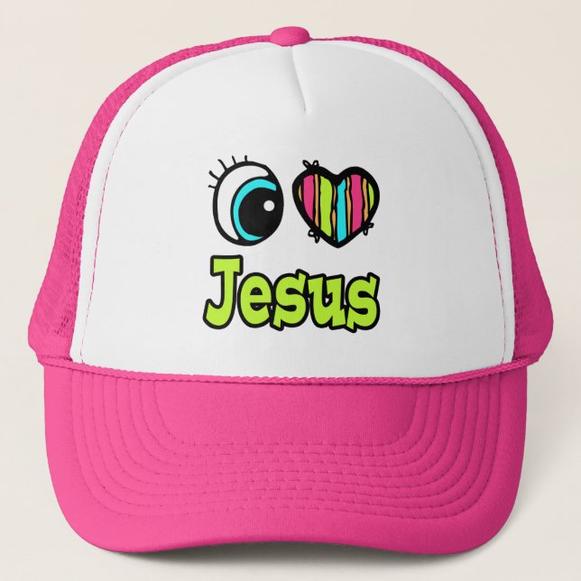 Casquette Coeur des yeux lumineux J'aime Jésus (Devant)