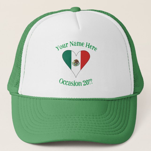 Casquette Coeur du drapeau mexicain personnalisé (Devant)