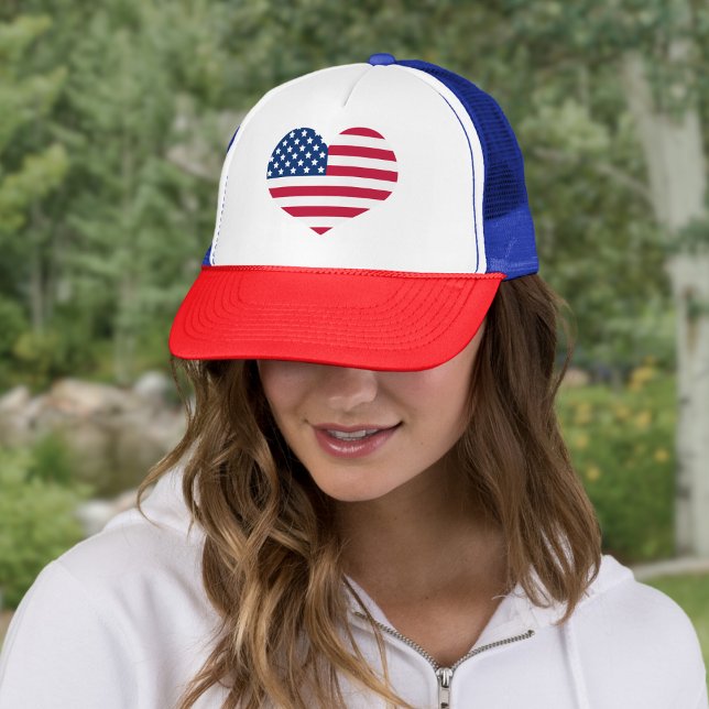 Casquette Coeur mignon USA Drapeau patriotique rouge blanc e (Créateur téléchargé)
