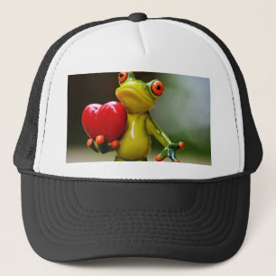 Casquette Coeur rouge Valentine Grenouille verte