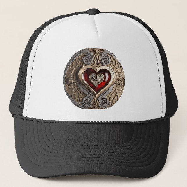 Casquette Coeur Steampunk - Amour mécanique complexe (Devant)