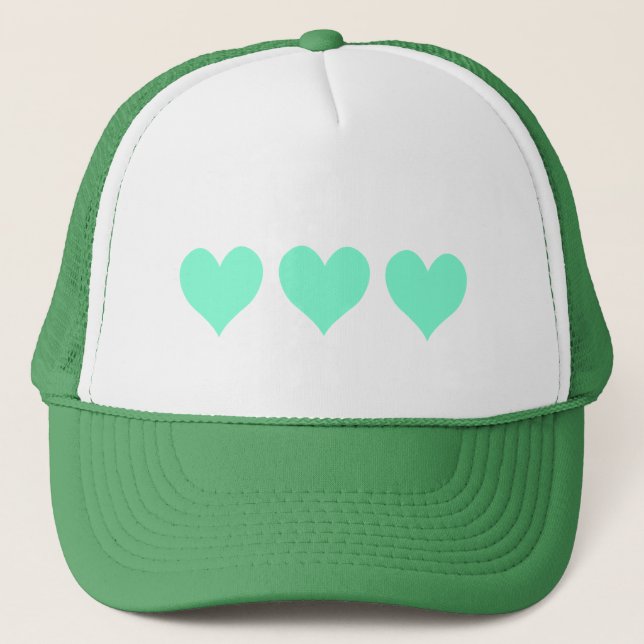 Casquette Coeurs Aquamarines Cute (Devant)